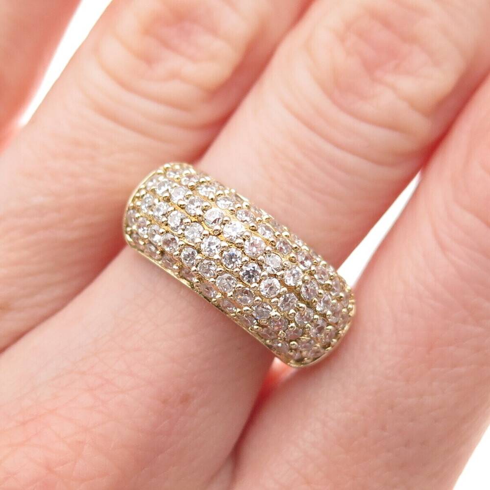 925 Sterling Silver Gold Plated Round-Cut C Z Sparkle Ring Size 7.25